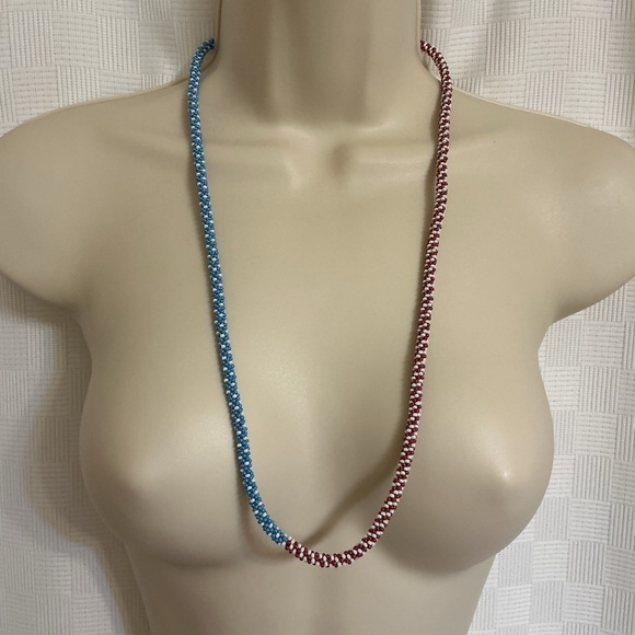 Red, White and Blue Beaded Necklace - Picture 1 of 3